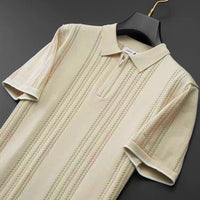 Wisetie Elegant Jacquard Knit-Zip Polo Shirt
