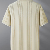 Wisetie Elegant Jacquard Knit-Zip Polo Shirt