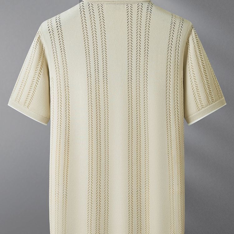 Wisetie Elegant Jacquard Knit-Zip Polo Shirt